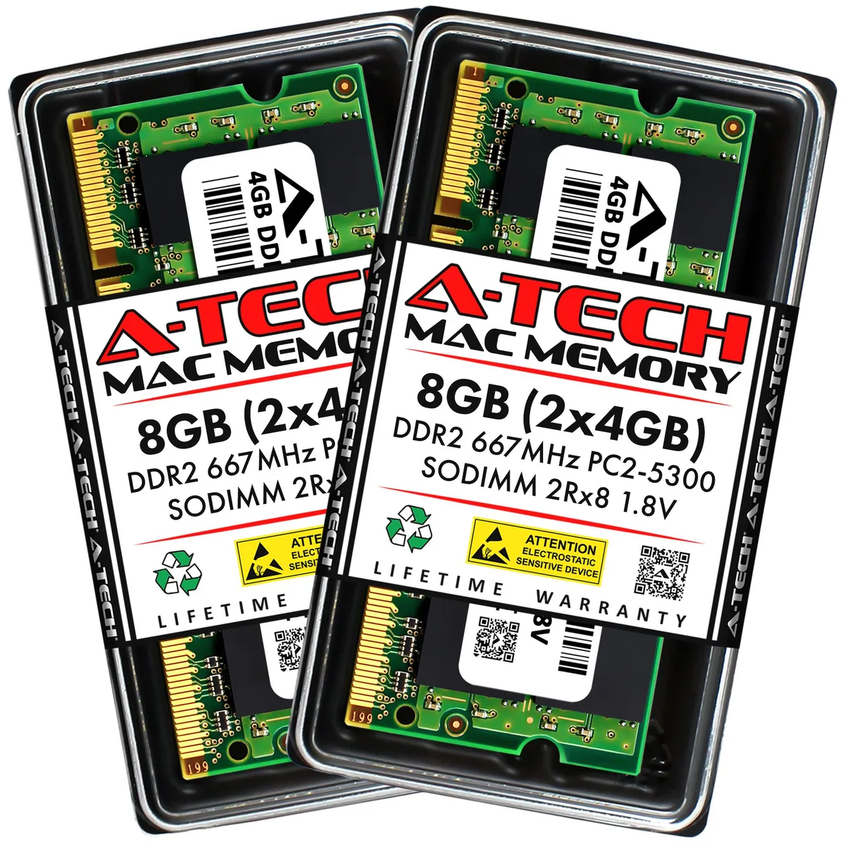 A-Tech A-Tech 8GB Kit (2x4GB) DDR2 667MHz PC2-5300 SODIMM 200-Pin Memory Upgrade for Apple MacBook (Early 2009) — produktbilde