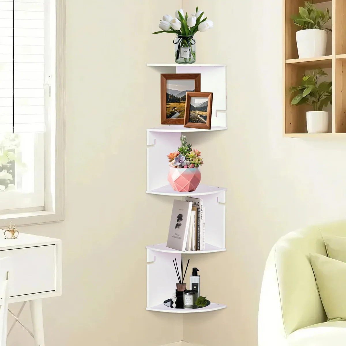  ShellKingdom Corner Shelf 2461 White 5 Tier 20 x 85 cm — fotografia produktu