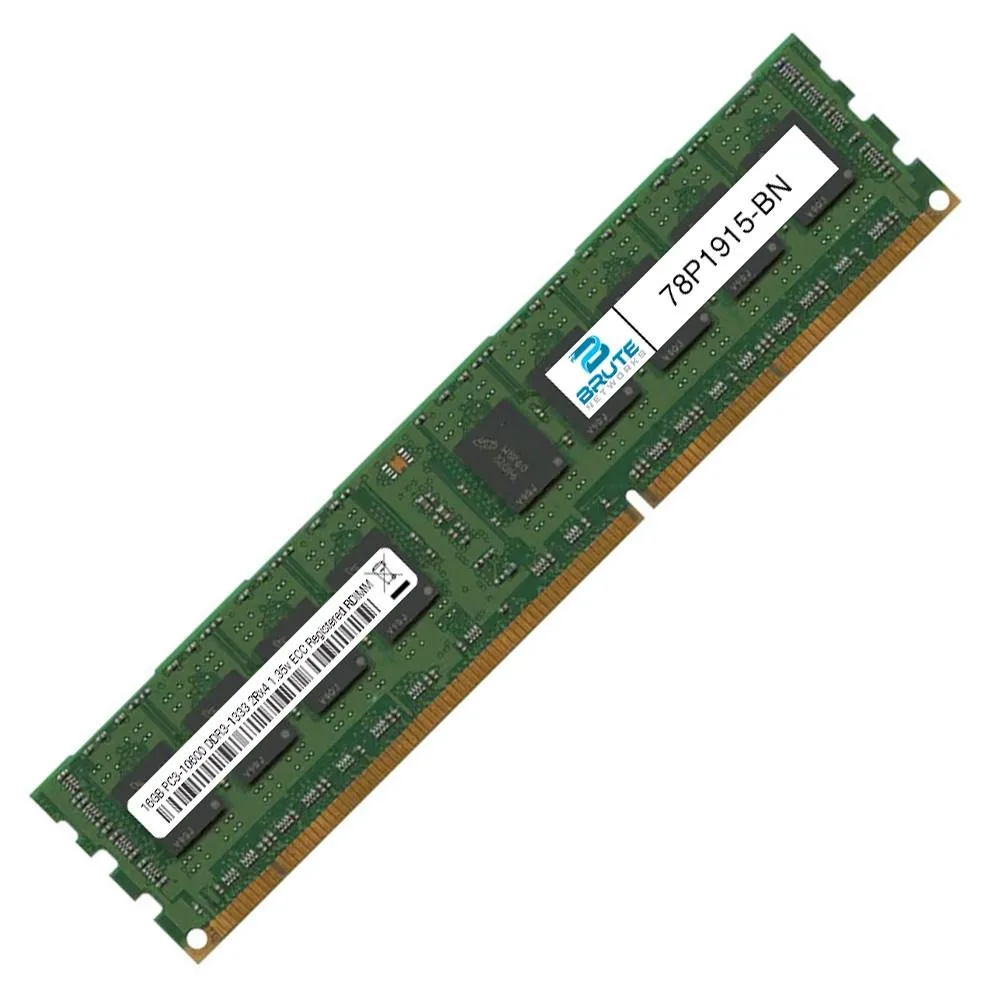 Green rectangular DDR3 RDIMM module with gold contacts and black chips