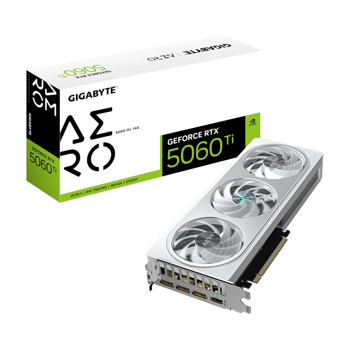 GIGABYTE GIGABYTE RTX 5060 Ti AERO OC 16GB white graphics card — product photo