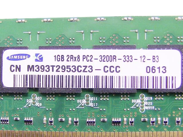 DELL DELL DDR2 400Mhz 1GB PC2-3200R ECC laptop RAM M393T2953CZ3-CCC — preces foto