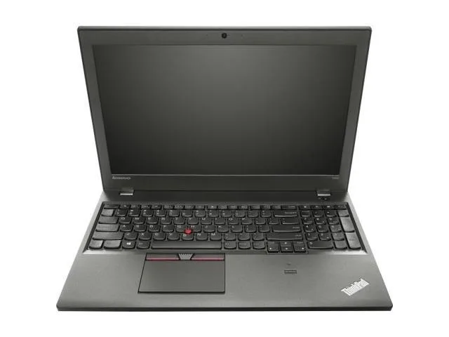 Black Lenovo ThinkPad T550 laptop closed on a flat surface
