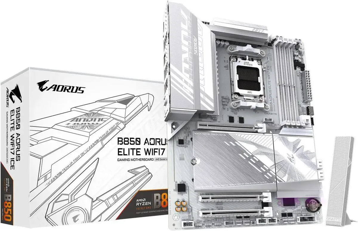 GIGABYTE GIGABYTE B850 AORUS ELITE WIFI7 ICE AMD motherboard — fotografija proizvoda
