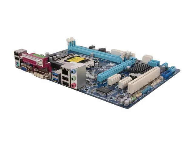 Green micro-ATX motherboard with silver LGA 1155 socket and blue DDR3 slots