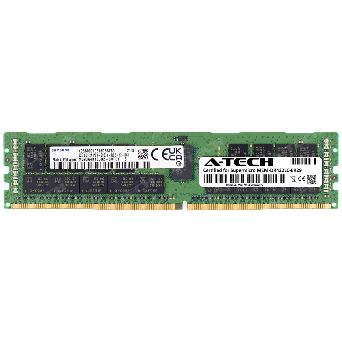 A-Tech A-Tech Supermicro Certified 32GB DDR4 2933MHz CL21 ECC Registered RDIMM 2Rx4 288-Pin Server Memory — foto produk