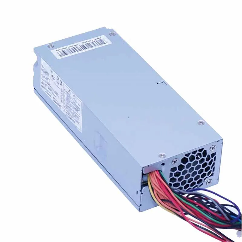 Rectangular ATX power supply unit in matte black finish with cooling fan grille