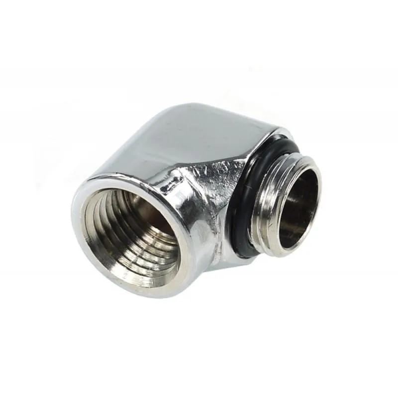 Chrome-finished brass L-shaped G1/4 male-to-female fitting