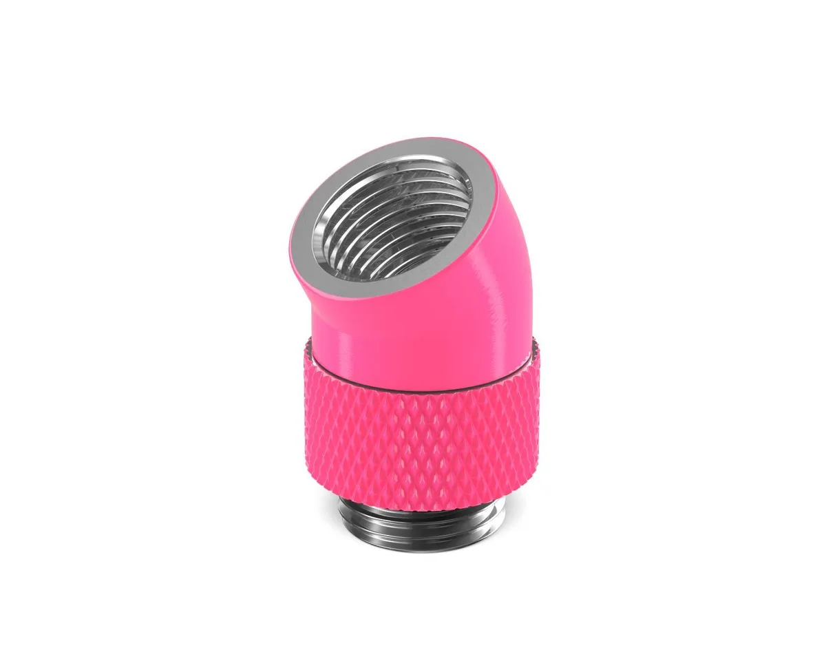 PrimoChill PrimoChill G1/4 30 Degree Rotary Elbow Fitting UV Pink — 제품 사진
