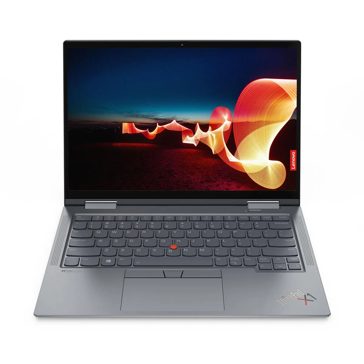 Silver 14 inch 2-in-1 laptop with touchscreen display and 360-degree hinge