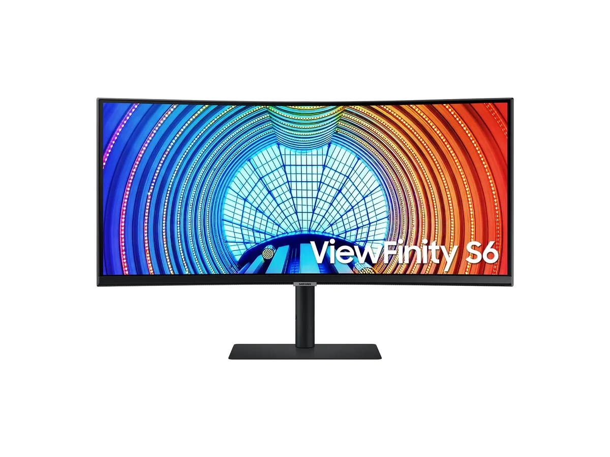 Black 34 inch curved ultrawide monitor with thin bezels