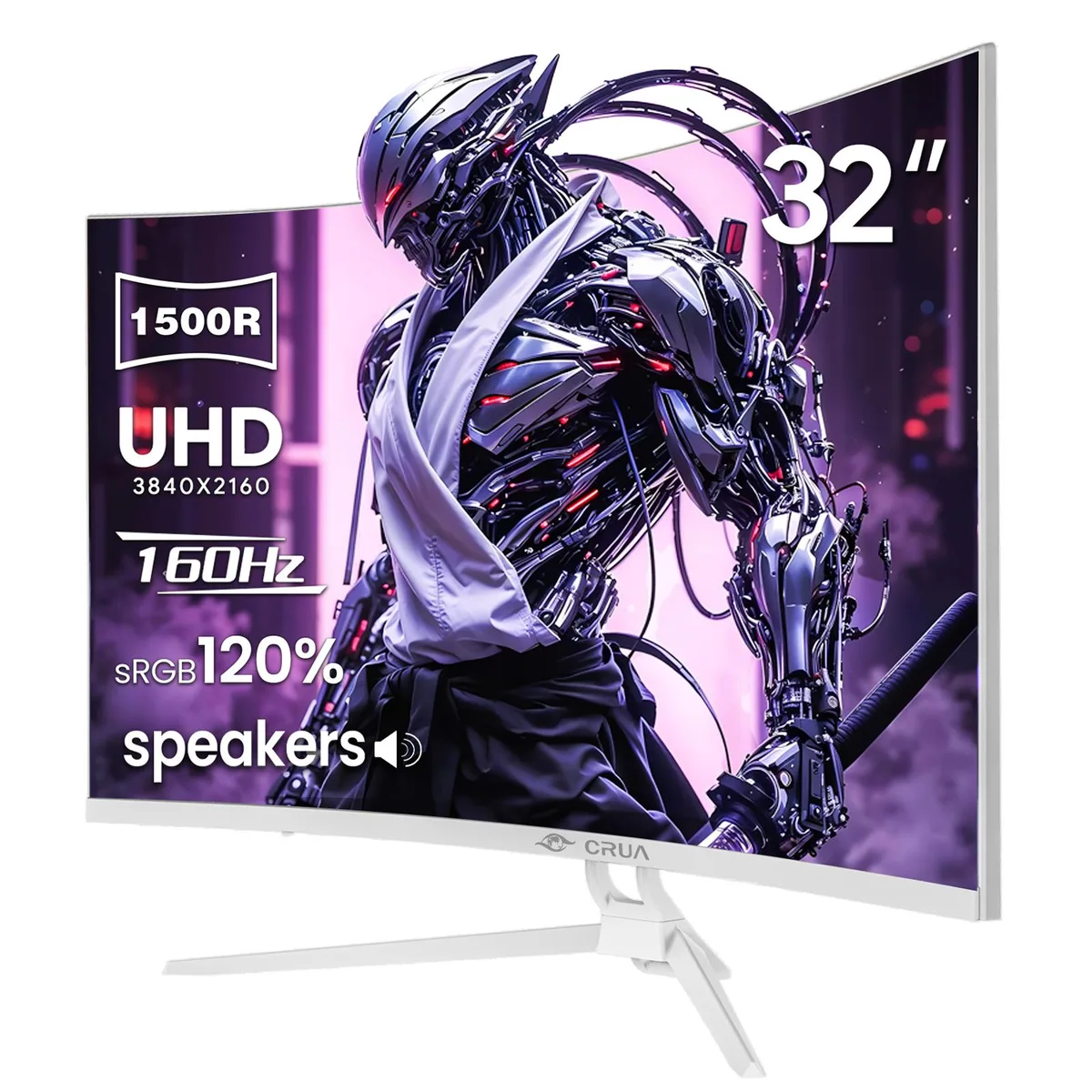 CRUA CRUA 32 White Curved 4K UHD Gaming Monitor 144Hz/160Hz — photo du produit