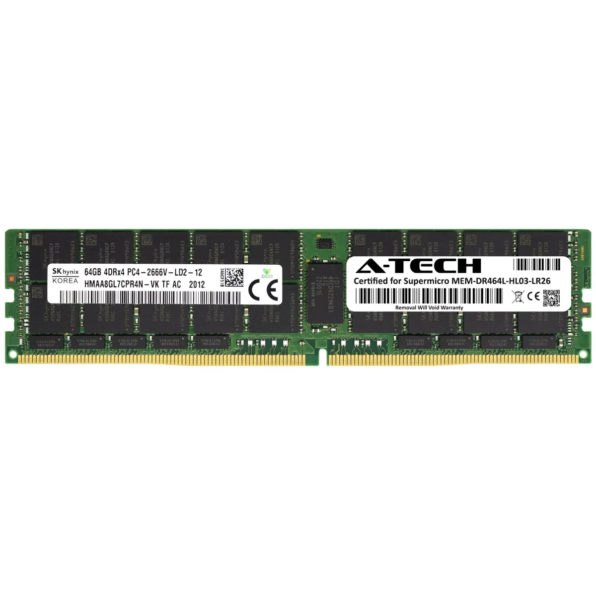 Green rectangular 288-pin LRDIMM module with black chips and silver label