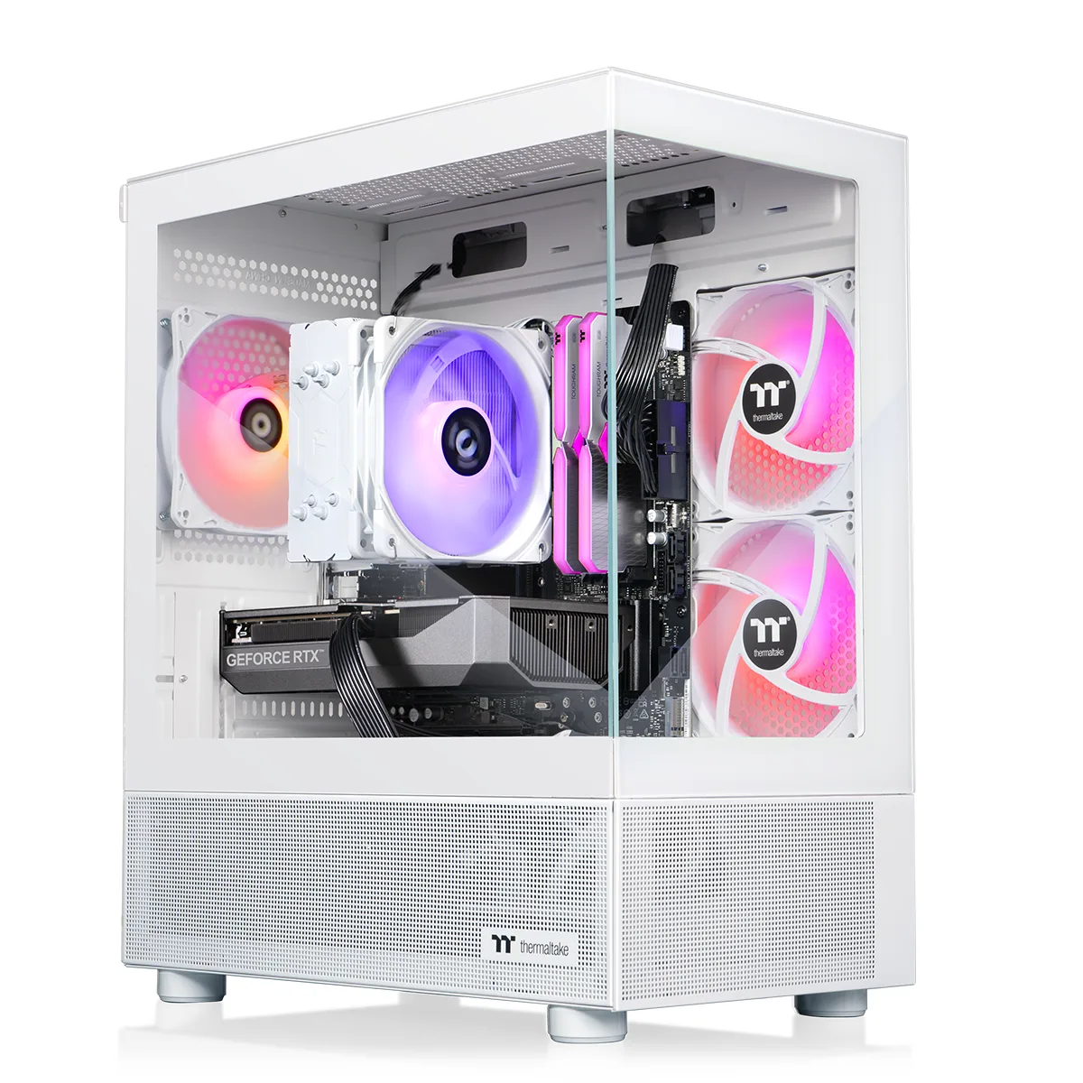 White mid-tower desktop PC with front mesh panel