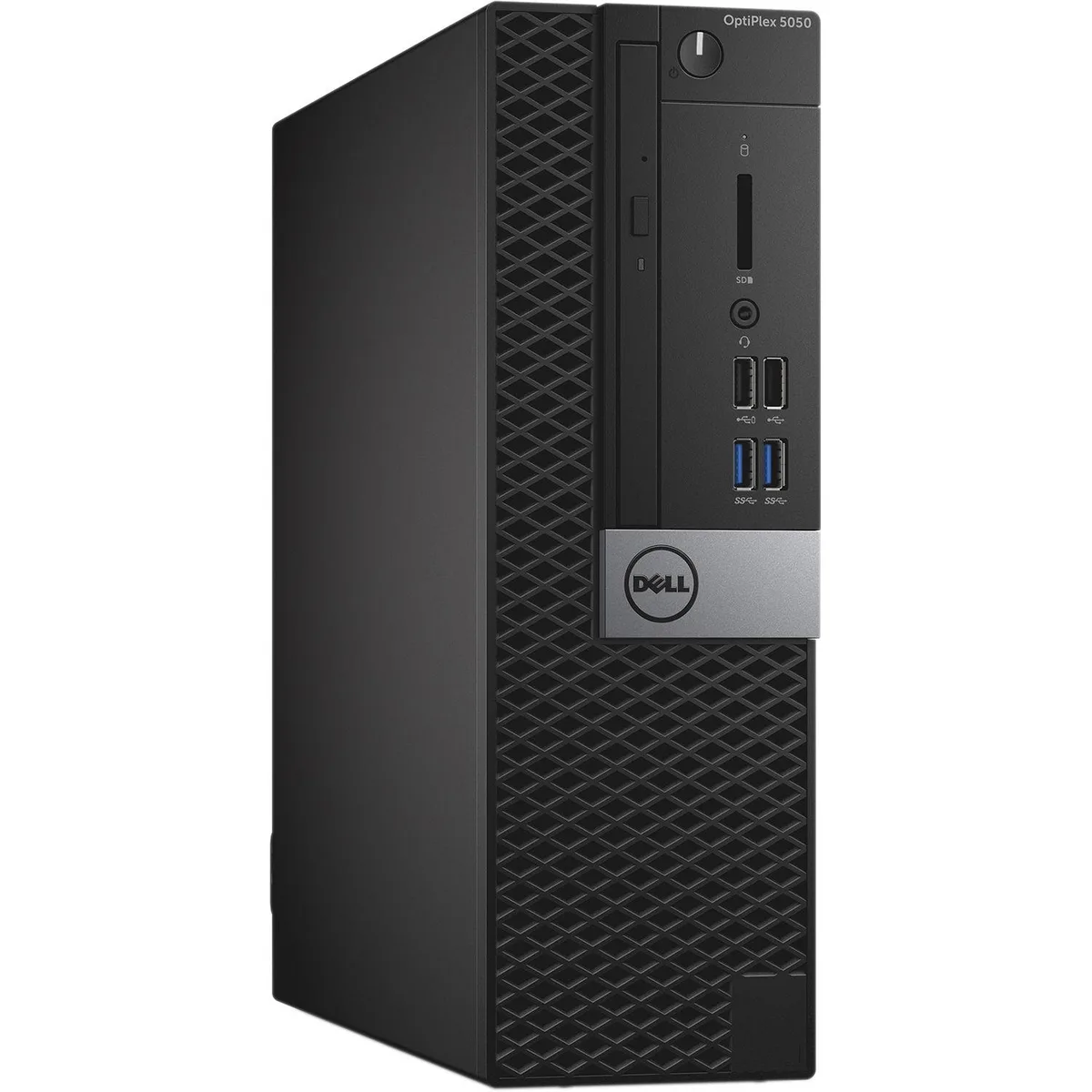 Small black desktop tower with optical drive slot