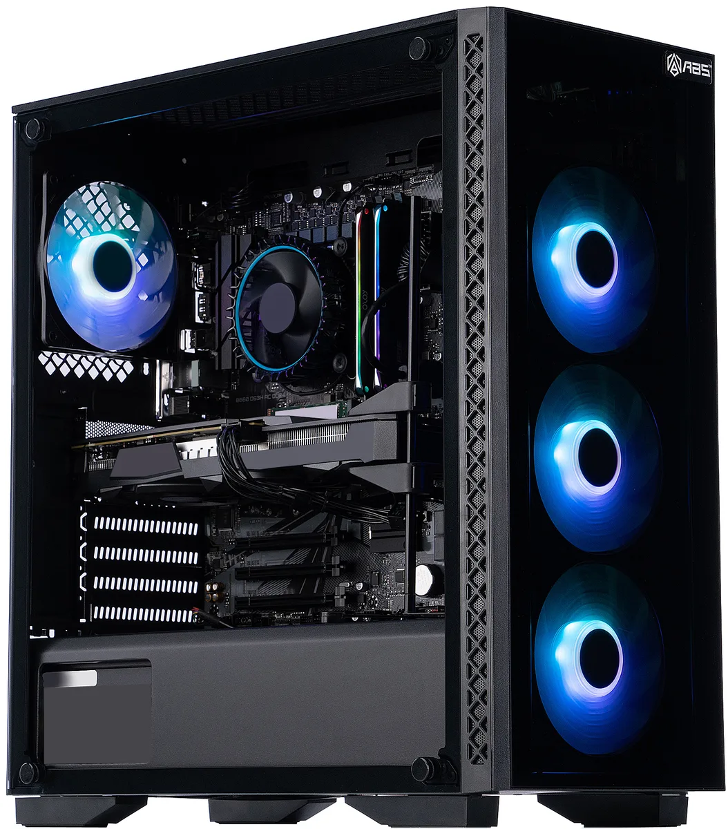 Mid-tower case with four RGB fans and tempered glass side panel