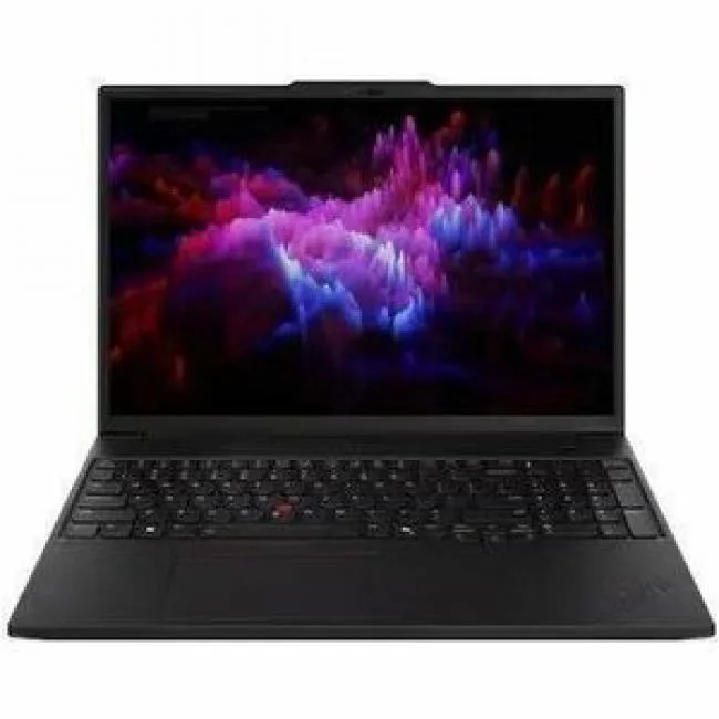 Black ThinkPad P16s Gen 4 laptop, 16 inch non-touch WUXGA IPS screen, matte finish, slim profile, webcam at top bezel