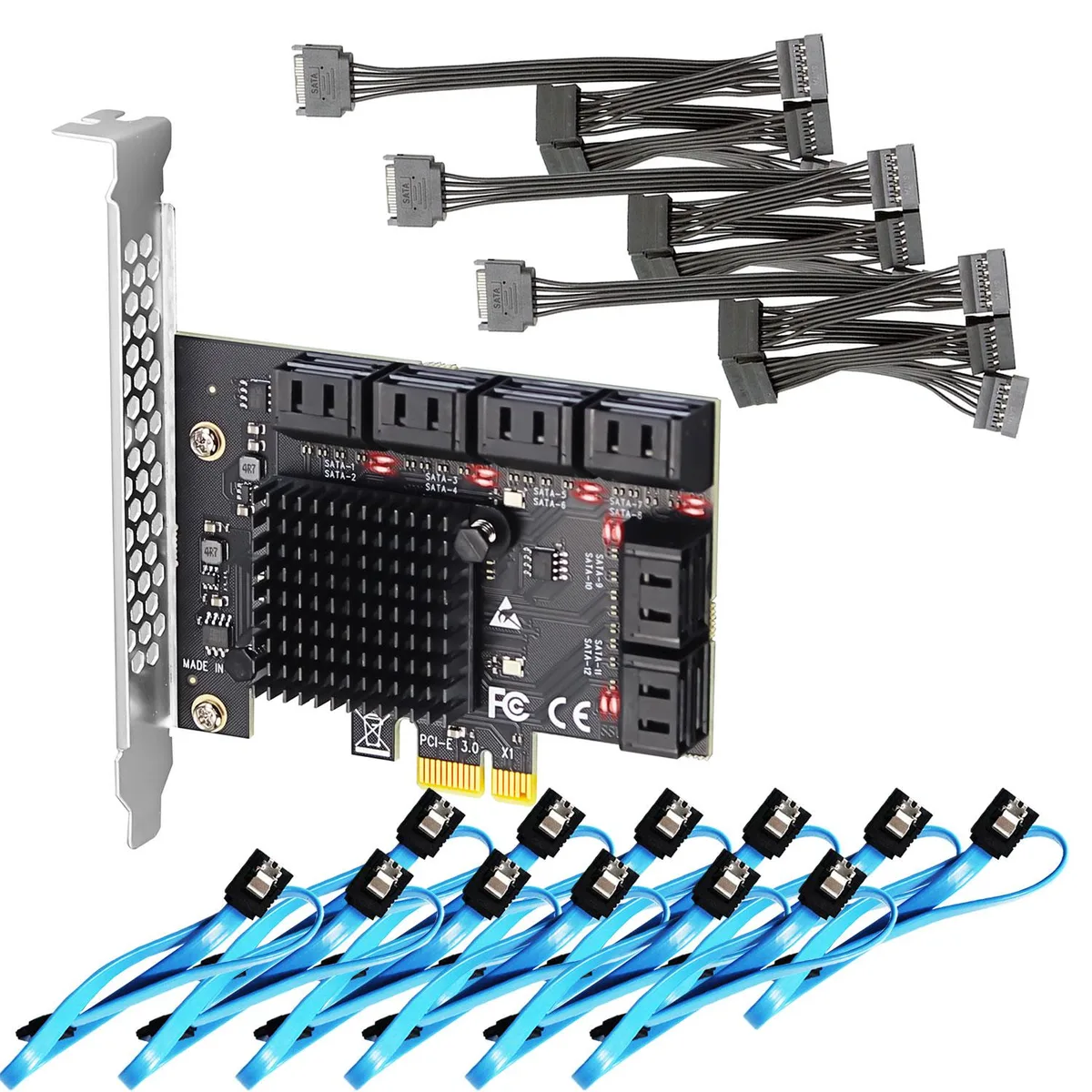 GLOTRENDS GLOTRENDS SA3112J 12-port PCIe SATA expansion card — ภาพสินค้า