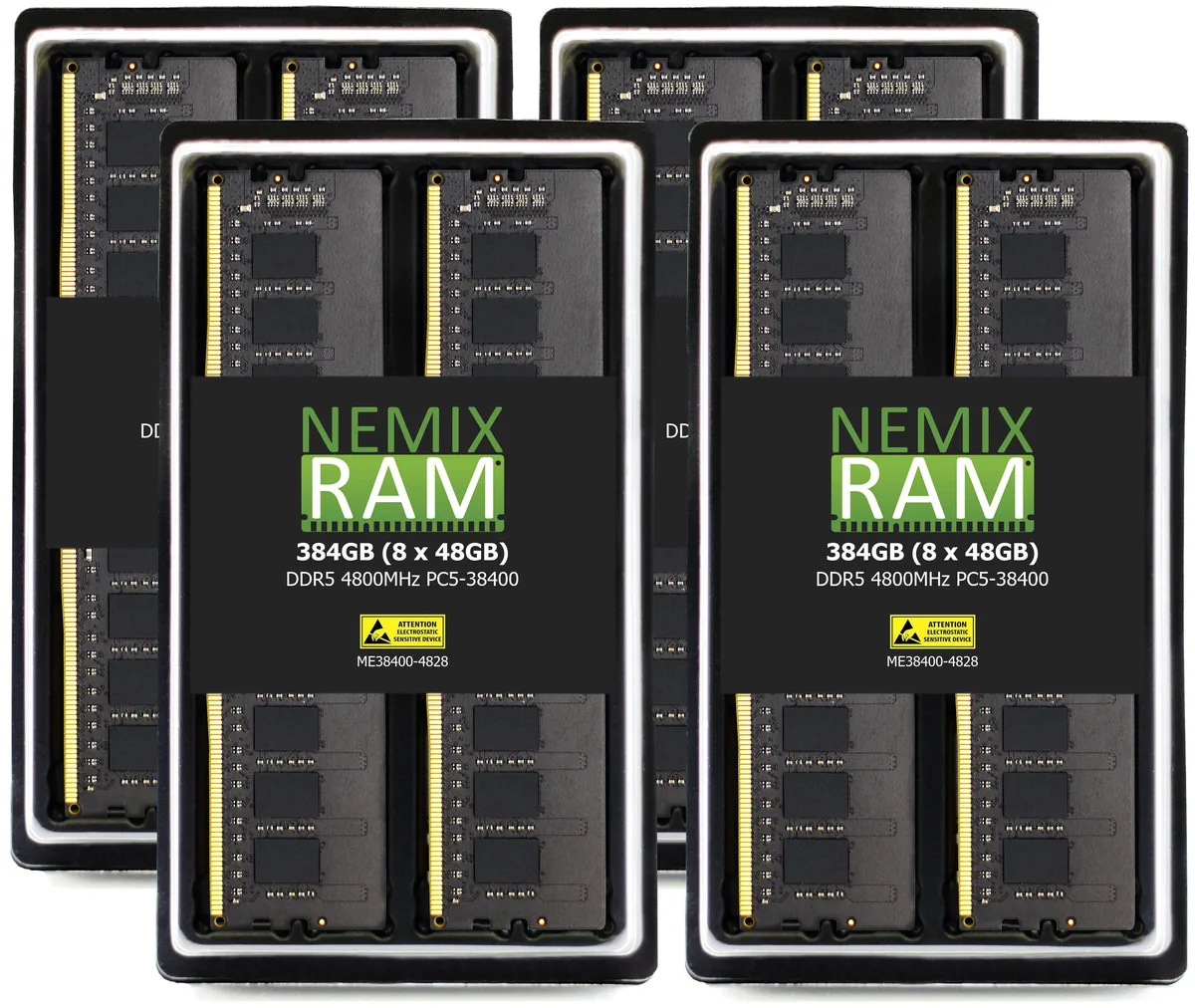 NEMIX RAM NEMIX RAM DDR5 ECC Unbuffered UDIMM 384GB (8x48GB) 4800MHz CL40 1.1V 288-Pin Kit — photo du produit