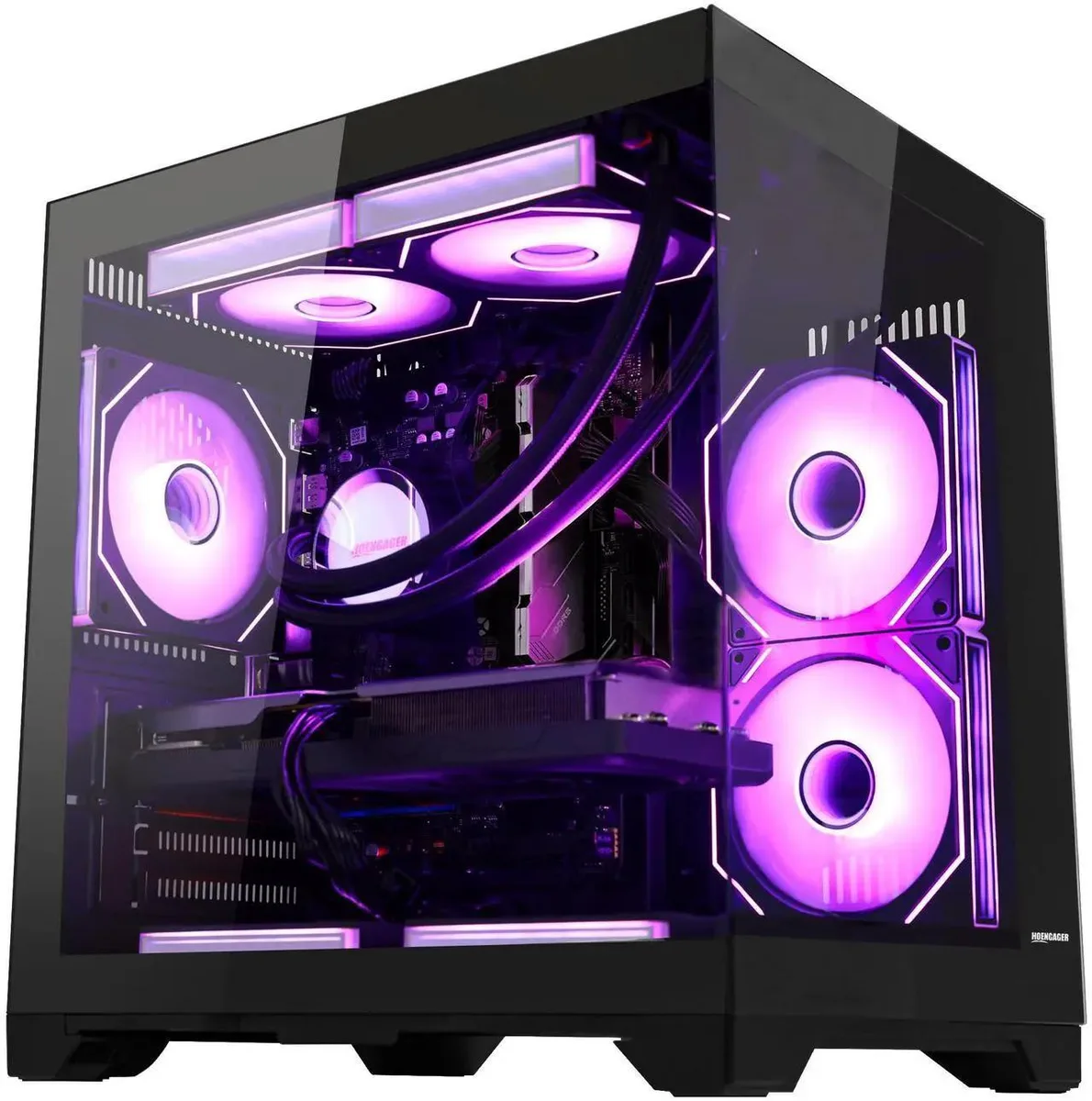 Hoengager Hoengager AMD Ryzen 7 8700F Radeon RX 9060 XT 16GB 16GB DDR5 2TB Liquid Cooled Gaming PC — product photo