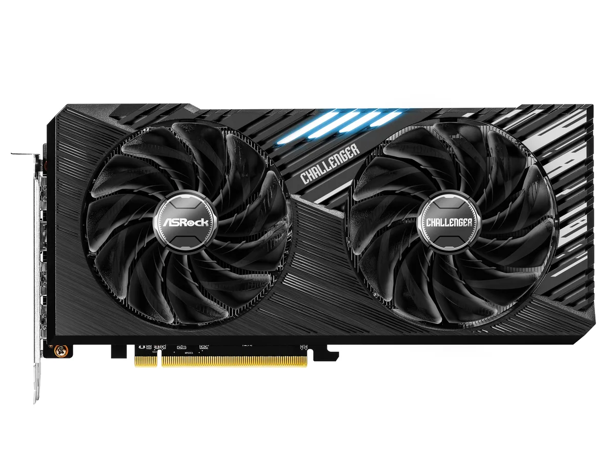 ASRock Challenger RX 7600 XT graphics card dual-fan cooler metal backplate ATX form factor