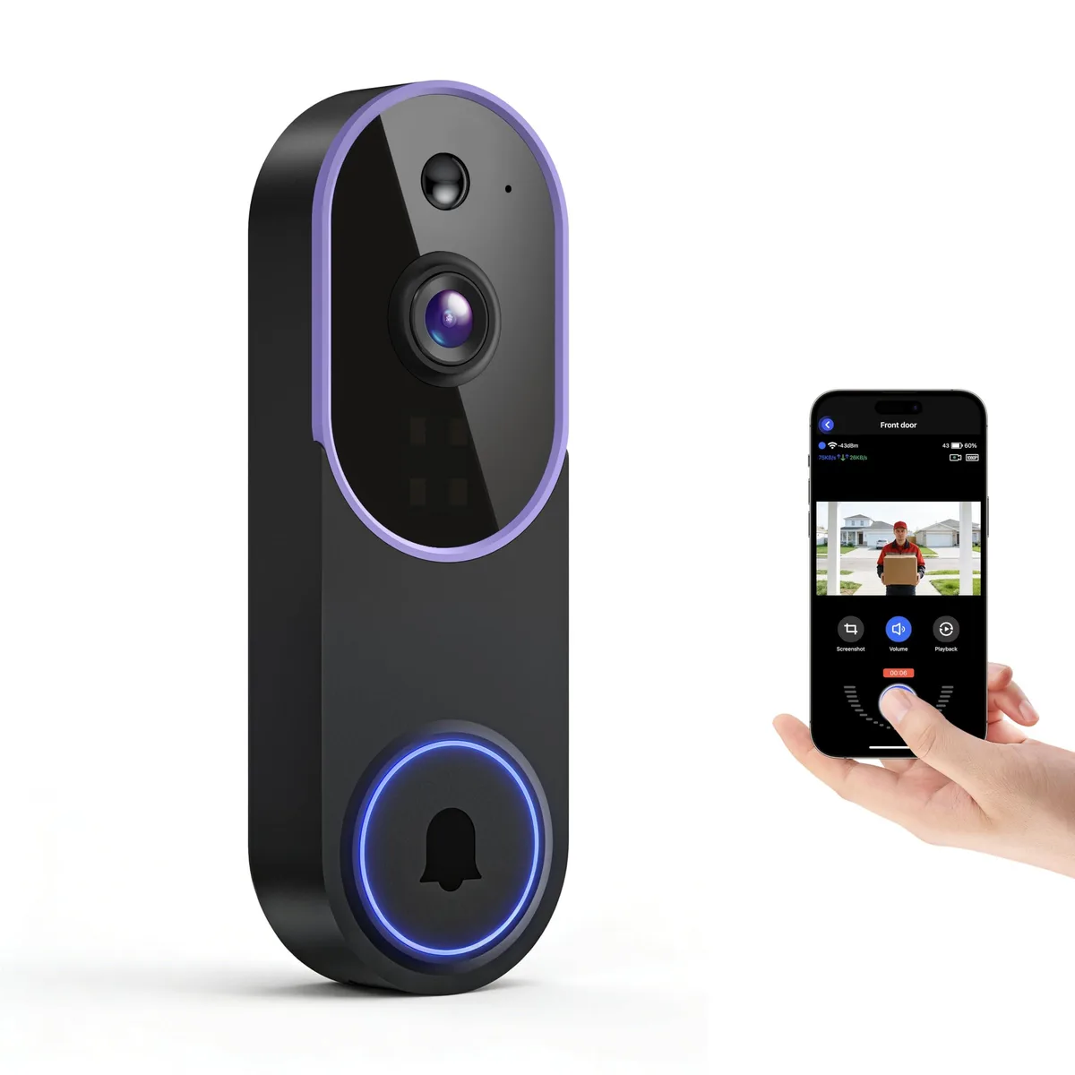  KyraNexo P52 Doorbell Camera 1080p 2.4GHz Wi-Fi Battery Powered — 제품 사진