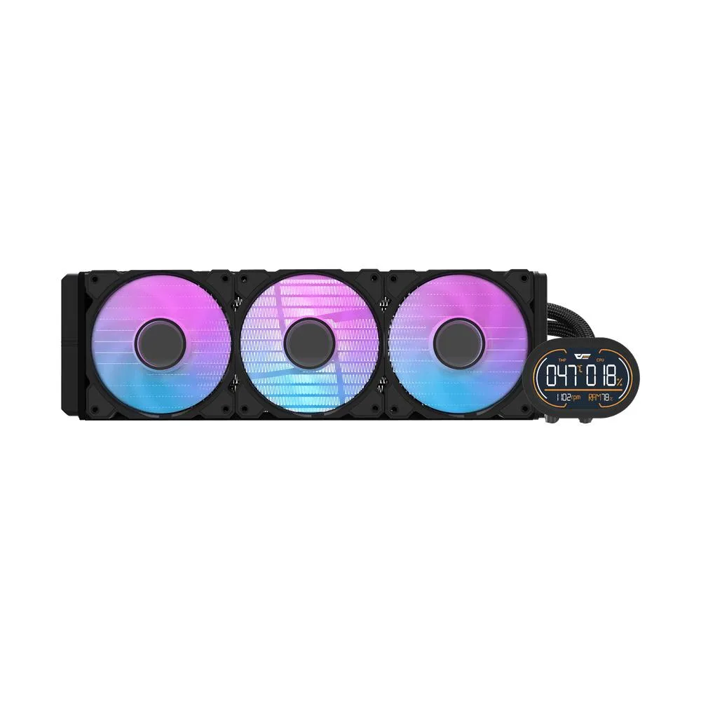 darkFlash darkFlash DH360D 360mm AIO Liquid Cooler Magnetic Segment LCD Infinity Mirror ARGB Black — photo du produit