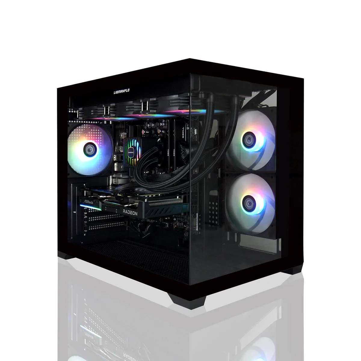 AVGPC AVGPC Hellfire Gaming PC Ryzen 5 9600X Radeon RX 9060 XT 16GB 32GB DDR5 1TB 360mm AIO — produktfoto