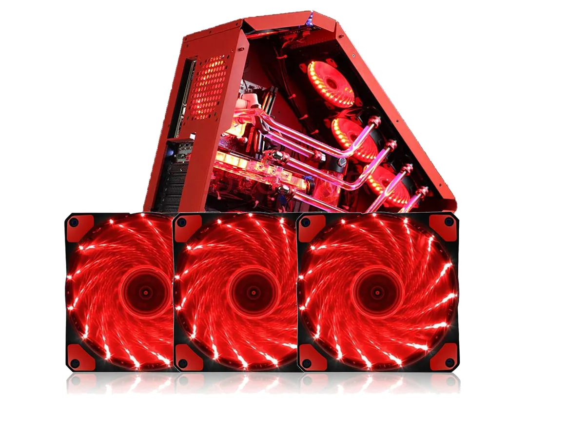 sakose sakose 12025-LED case fan 120mm 15 LED Red 1100 RPM 18 dBA 3 pack — foto produk