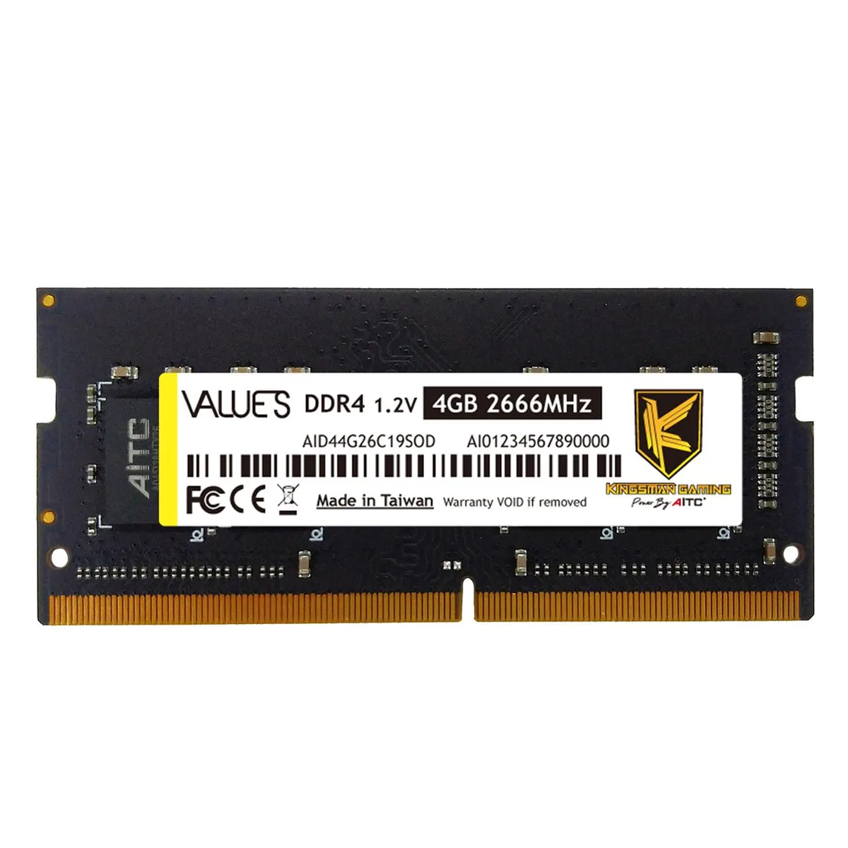 KINGSMAN GAMING KINGSMAN GAMING VALUE S KSD44G26C19SOD 4GB DDR4 2666MHz CL19 laptop RAM — product photo
