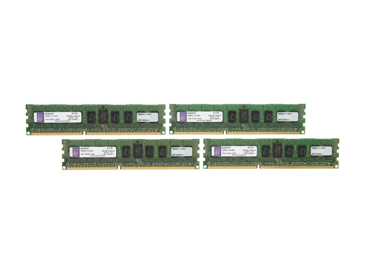 Kingston Technology Corp. Kingston Technology Corp. KVR16R11S4K4/16 16GB (4 x 4GB) DDR3 1600 ECC Registered server RAM — 商品照片