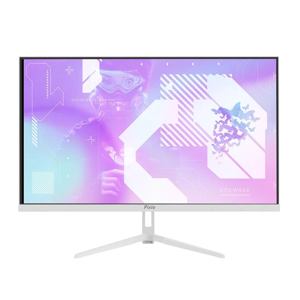 White 27 inch gaming monitor with frameless bezels and matte screen