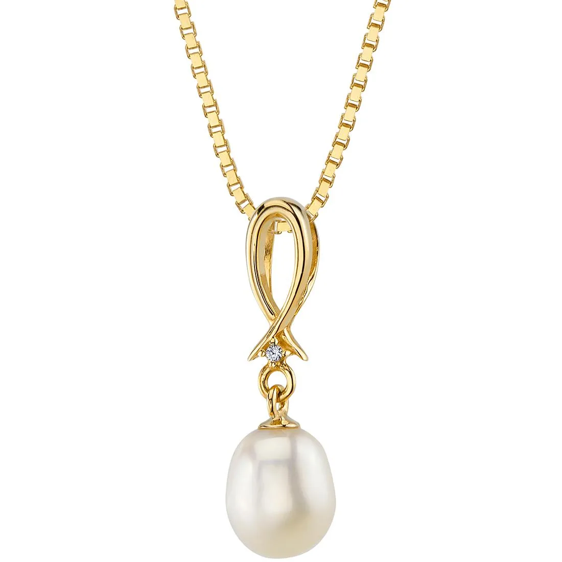 Oravo Oravo 14K Yellow Gold 8.0mm Freshwater Pearl Infinity Pendant Necklace — product photo