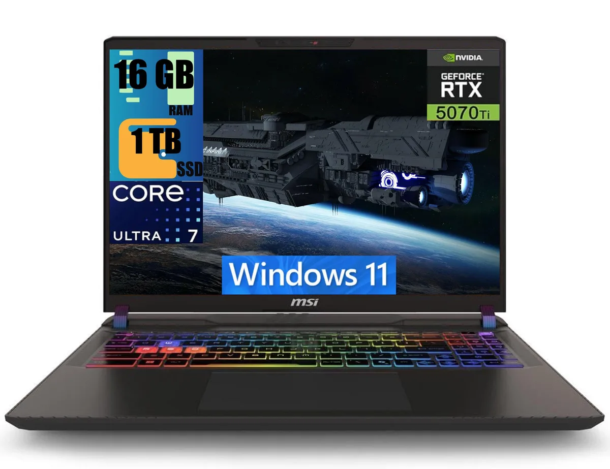 MSI MSI Vector 16 HX AI Ultra 7 255HX RTX 5070 Ti 16GB 1TB gaming laptop — product photo