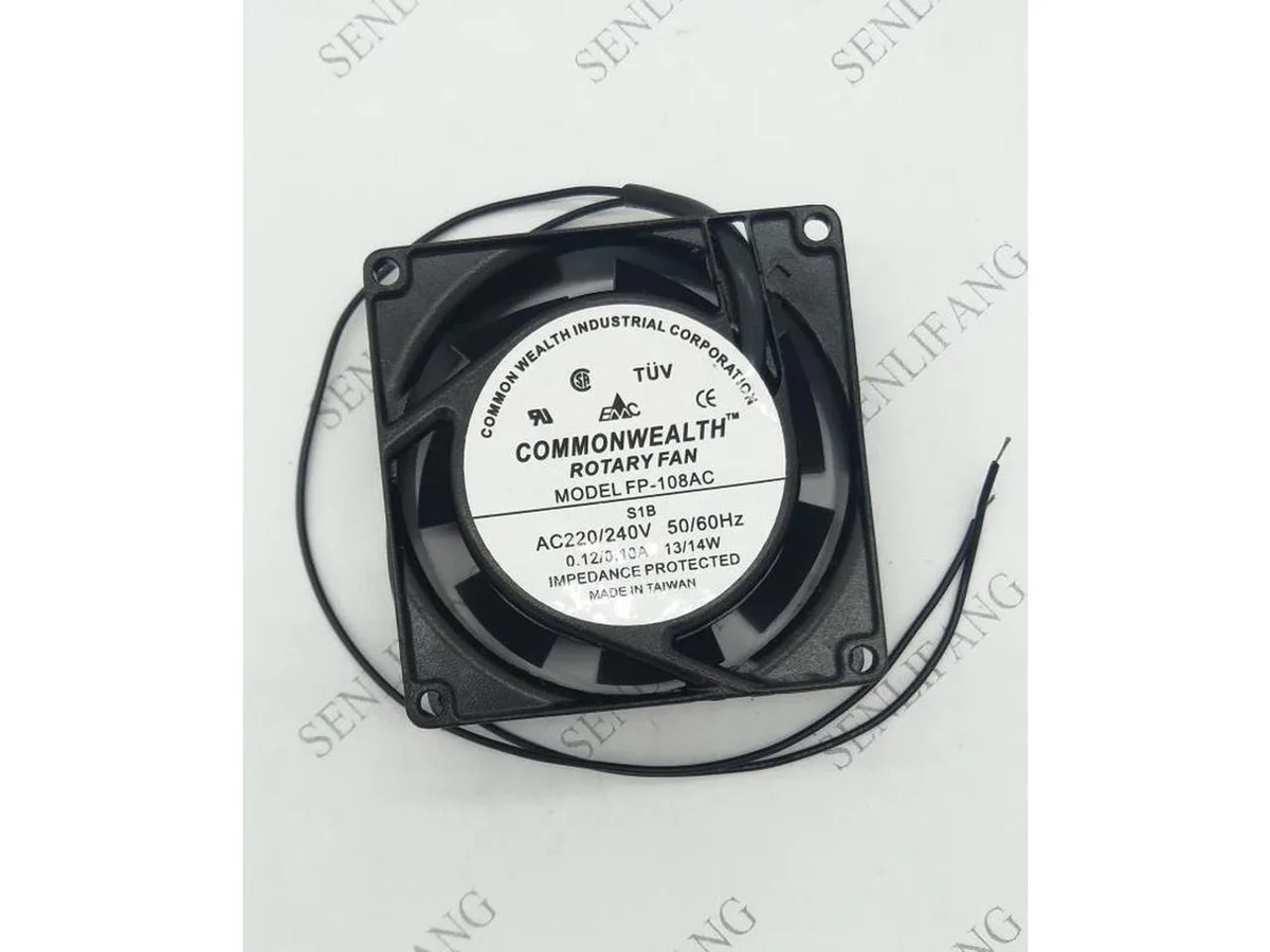 Square black axial fan with metal heatsink base 80mm square 25mm thick