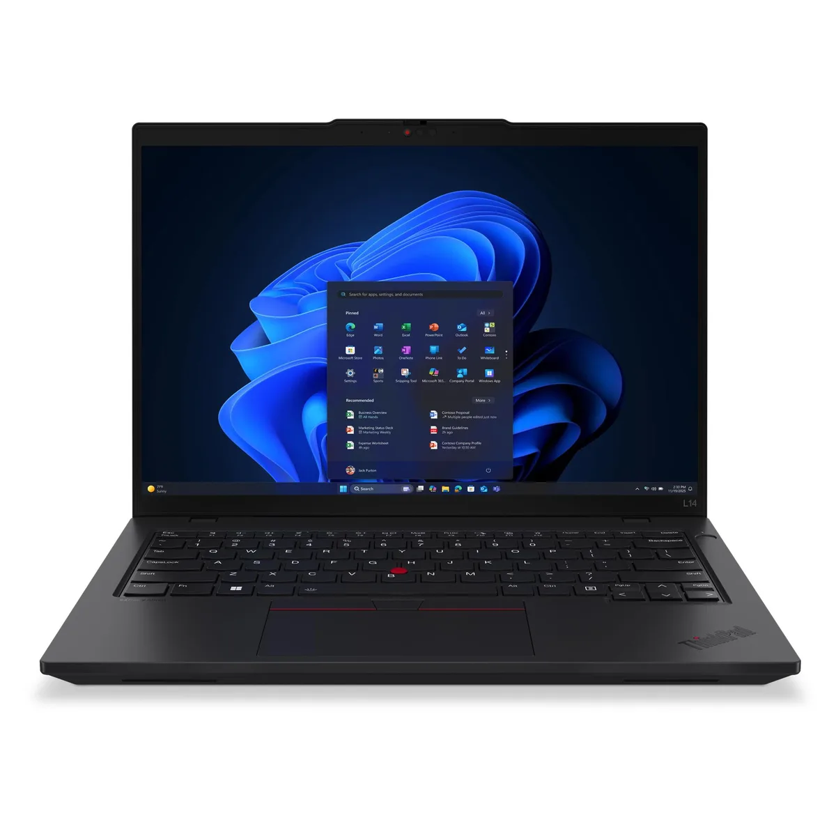 Black 14 inch ThinkPad L14 Gen 6 laptop with matte finish