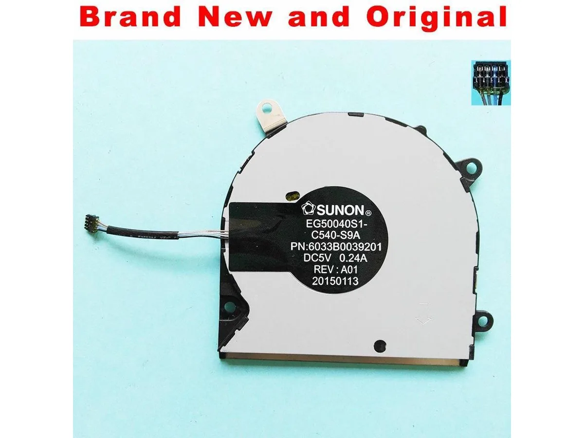 Small square CPU cooling fan with black frame and blades