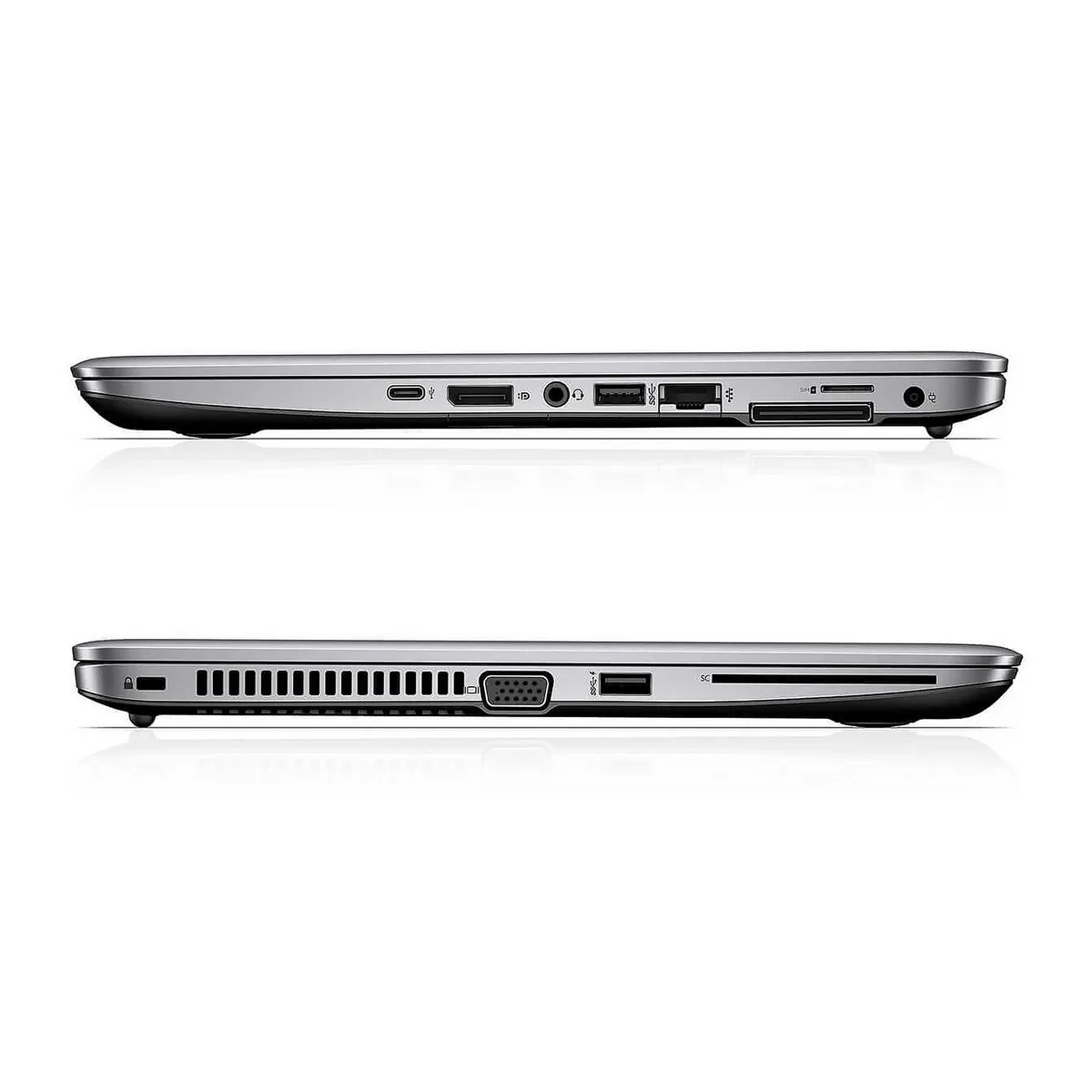 Silver 14 inch FHD laptop closed on a plain background