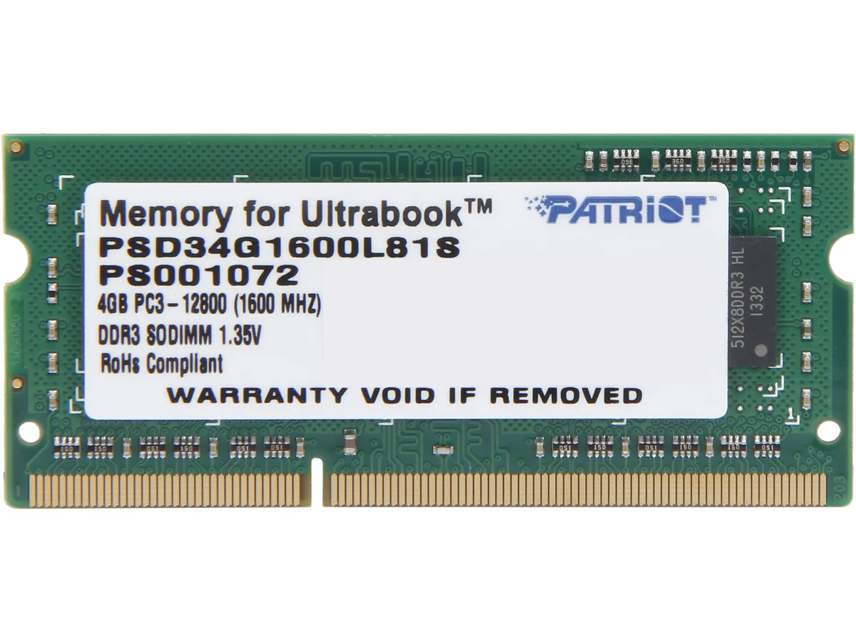 Patriot Memory Patriot Memory PSD34G1600L81S 4GB DDR3L 1600 laptop RAM — produkto nuotrauka