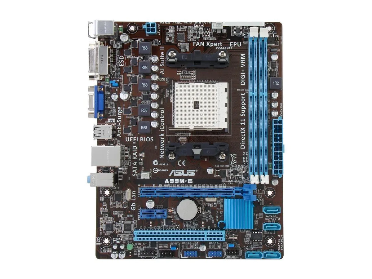 Green Micro ATX motherboard with FM2 socket and DDR3 slots