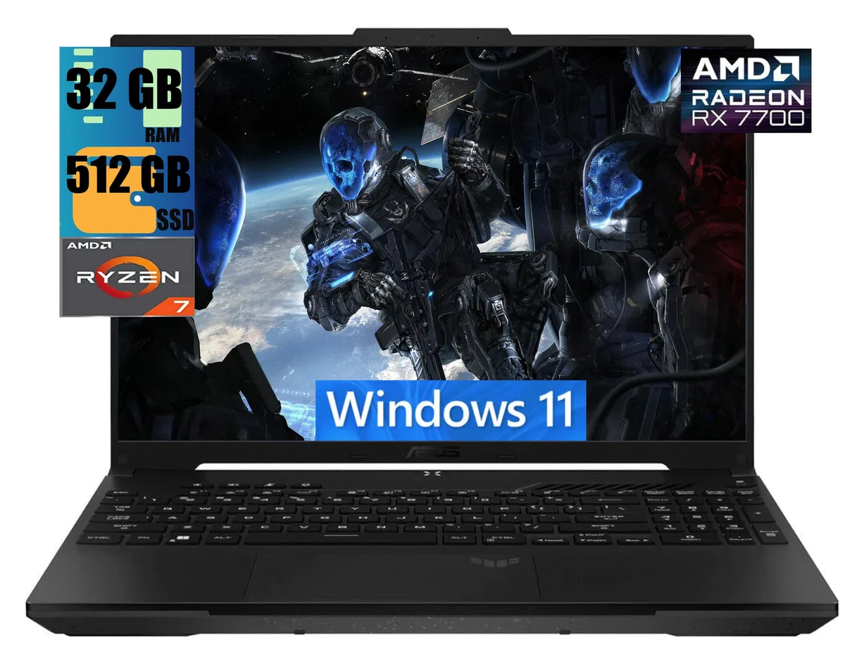 Black 16 inch gaming laptop with backlit keyboard