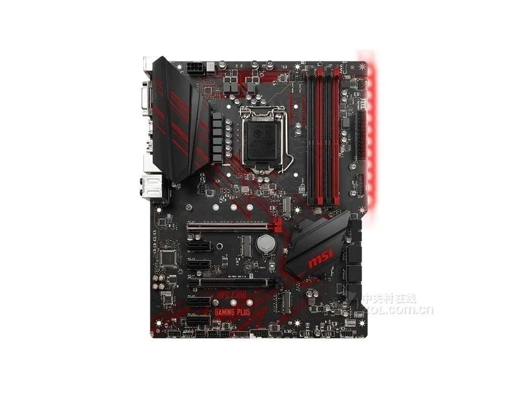Black ATX motherboard with silver heatsinks, LGA 1151 socket, four DDR4 slots, multiple PCIe slots