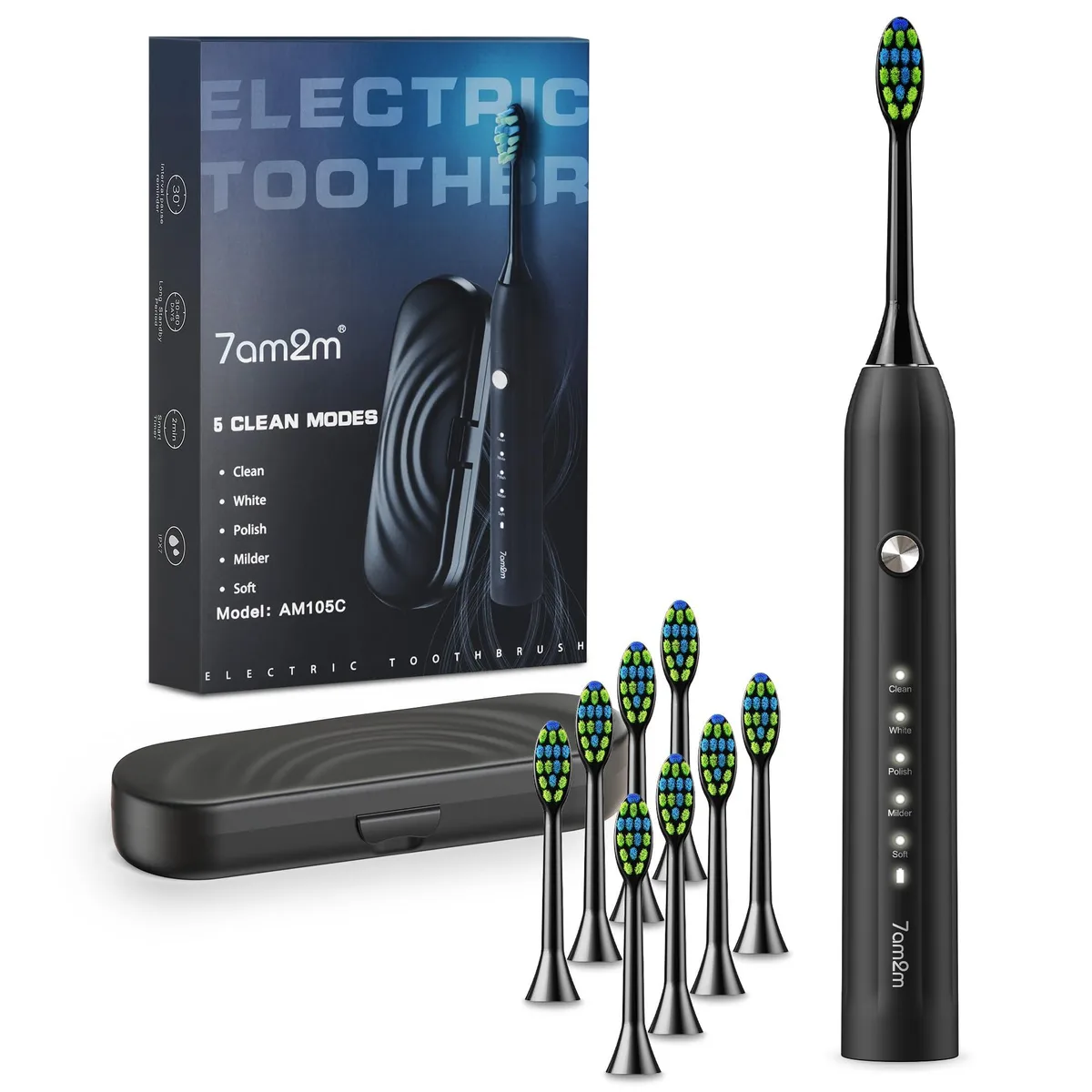  Waterpik AM105C Sonic Electric Toothbrush 40000 Vibrations 8 Heads White — product photo