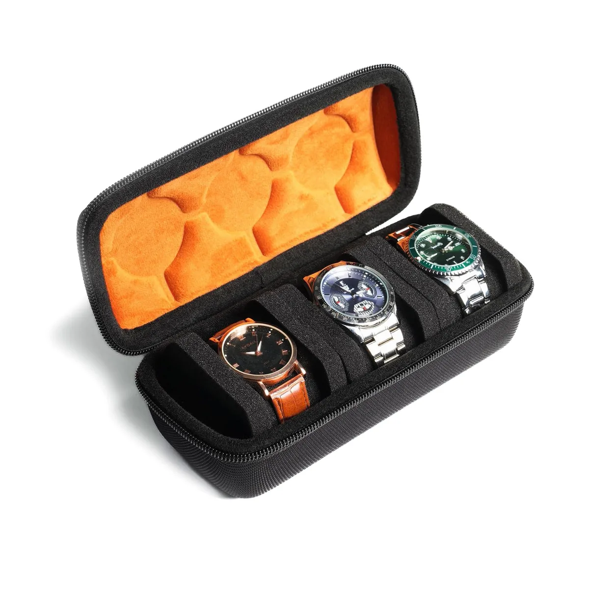 AUKURA 3-slot Watch Roll Organizer 11.81 x 3.54 x 3.15 in Black — produkto nuotrauka
