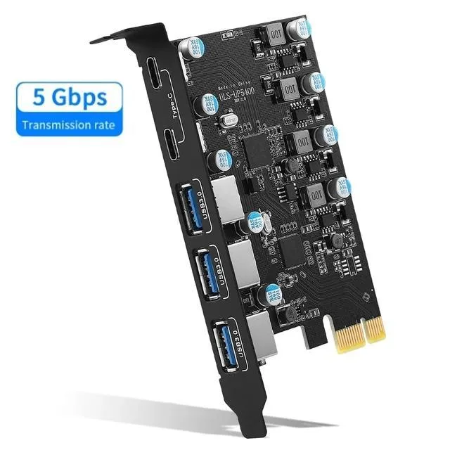 ESTONE ESTONE PCIE23A2C 5-Port USB 3.0 Expansion Card (3× USB-A, 2× USB-C) — zdjęcie produktu