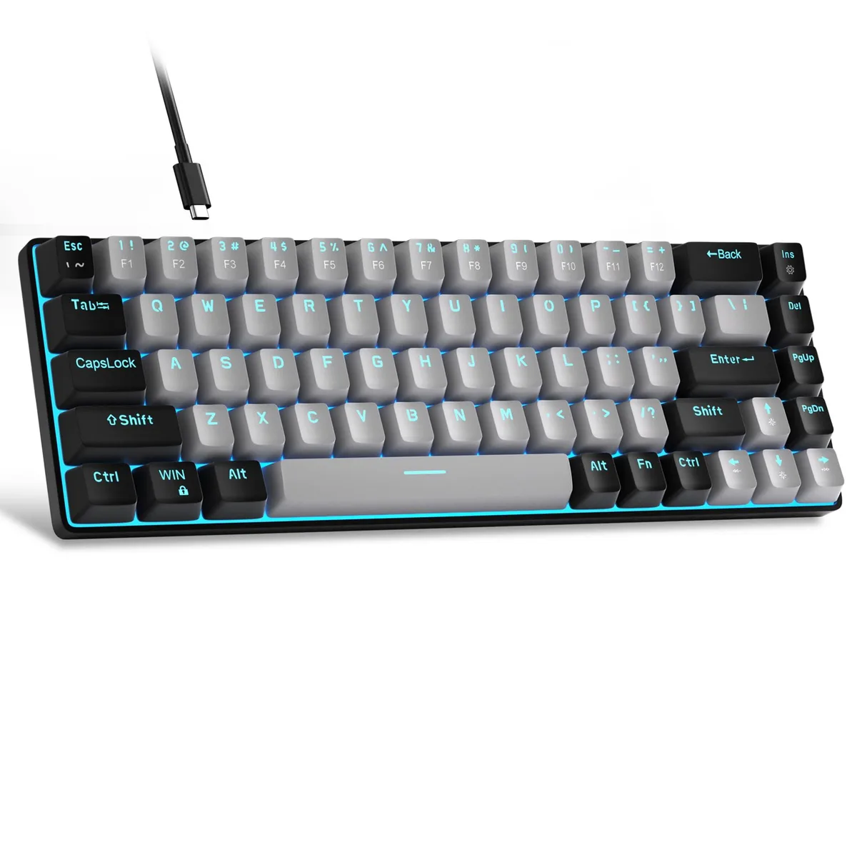 Redragon MK-BOX Grey 60% 68-Key Mechanical Gaming Keyboard Blue Switch LED Backlit USB 2.0 — produktfoto