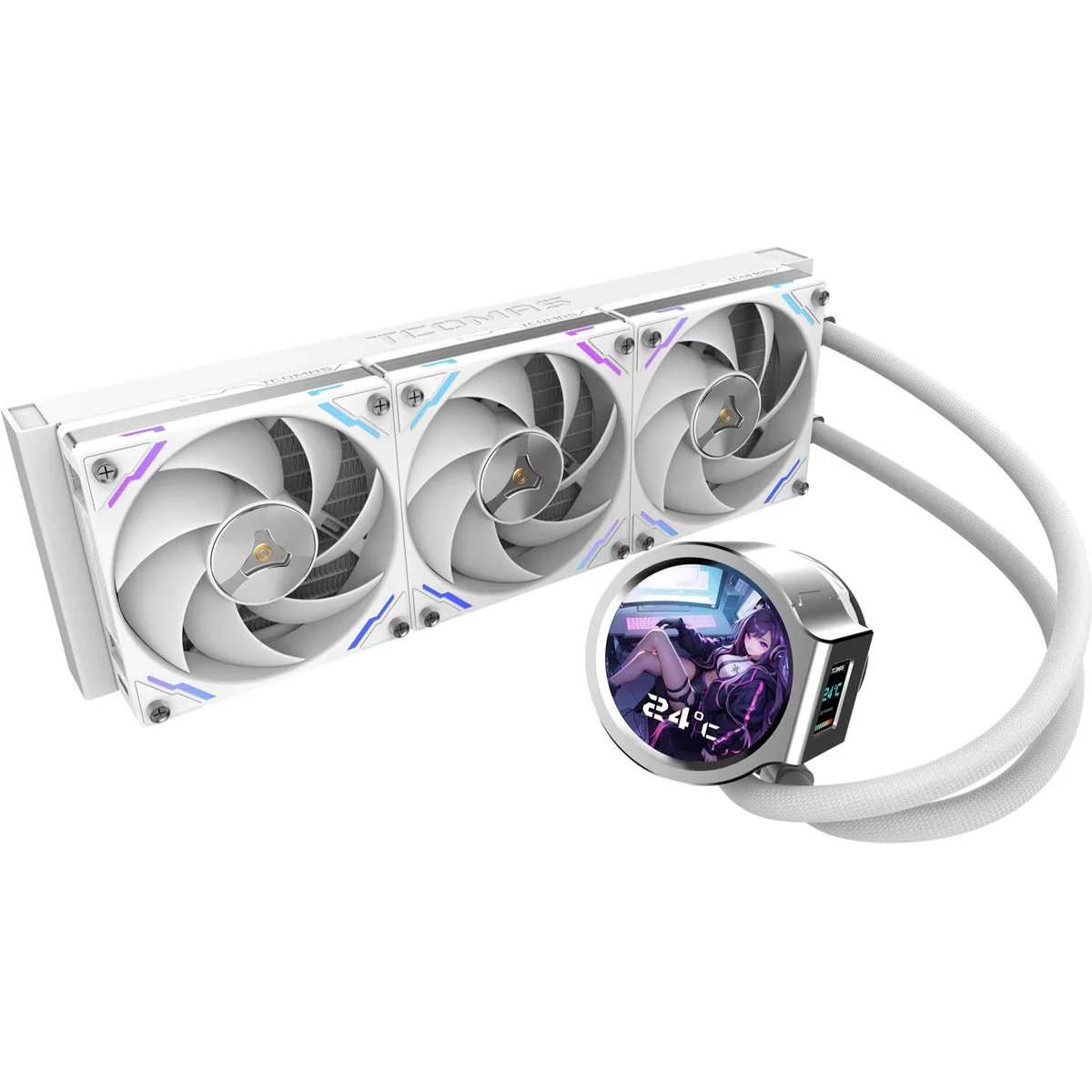 TCOMAS TCOMAS LX800 White 360mm Liquid Cooler Dual-Screen Pump — product photo
