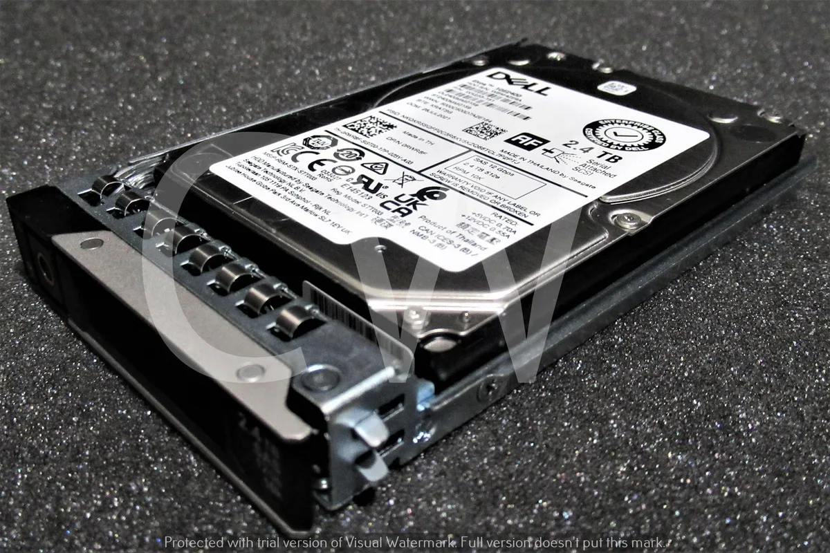 Silver 2.5 inch SAS hard drive with Dell label