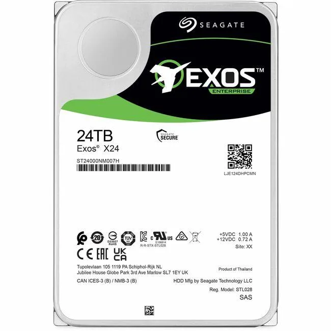 Seagate Seagate Exos X24 ST24000NM007H 24 TB 3.5" SAS 12Gb/s 7200 RPM internal hard drive — fotografija proizvoda