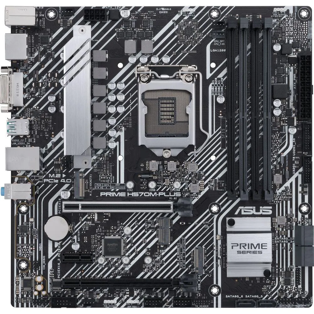 Green Micro ATX motherboard with silver LGA 1200 socket and black DDR4 slots