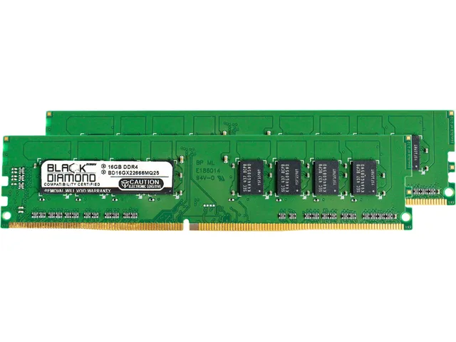 Black Diamond Memory Black Diamond Memory BD16GX22666MQ25 32GB (2 x 16GB) DDR4 2666 desktop RAM — снимка на продукта